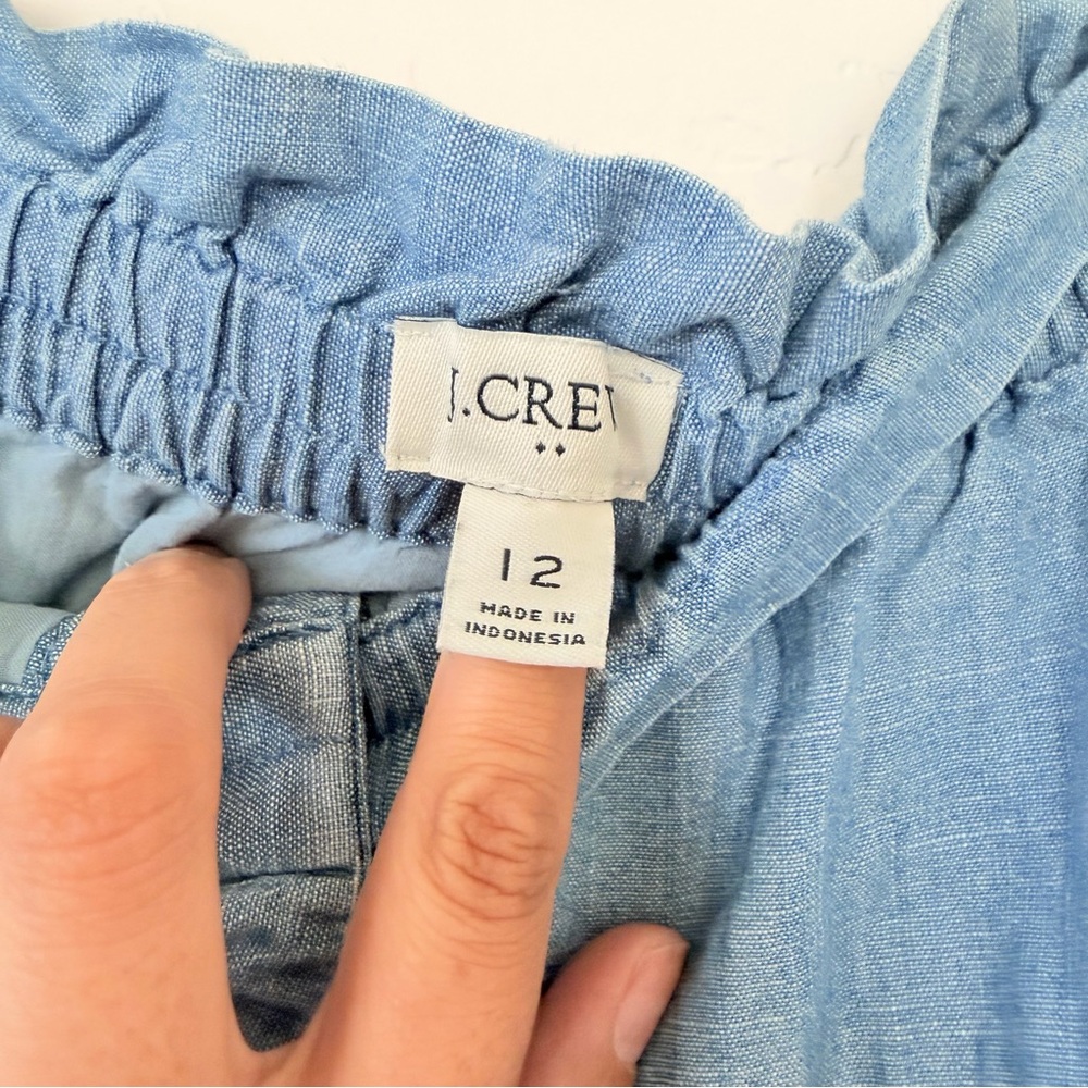 J. Crew Light Blue Denim A-Line Skirt with Ruffle Waist - Picture 7 of 12